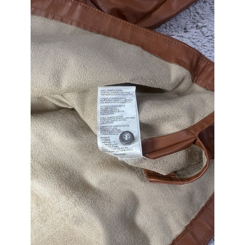 Anthropologie‎ Faux Leather Oversized Button Down Shirt Size Large Cedar Brown - Picture 6 of 7